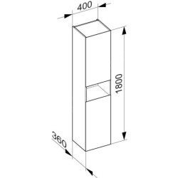 Keuco Stageline - Armoire haute, 400x1800x360 mm, 2 portes, charnières à droite, avec éclairage, blanc 32831300102