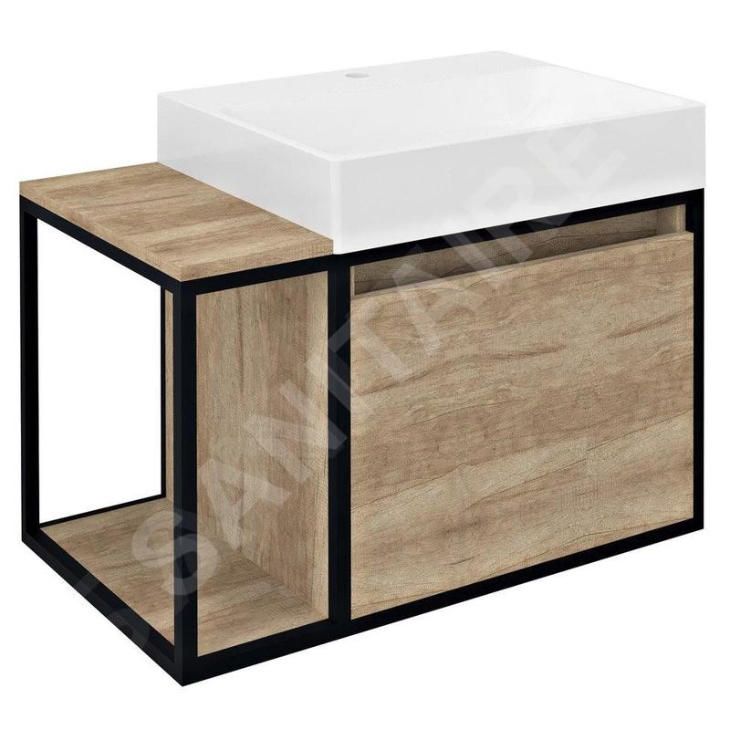 Sapho Skara - Meuble lavabo, 800x495x465 mm, chêne Alabama/noir mat CG003-2222