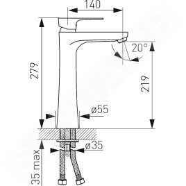Novaservis Ferro Algeo Square - Mitigeur de lavabo, chrome 82501,0