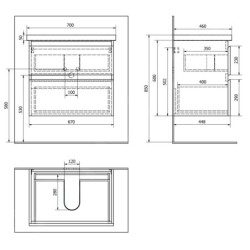 Aqualine Altair - Meuble sous lavabo 67x60x45 cm, noir mat AI670