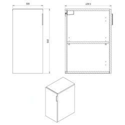 Sapho Cirasa - Armoire latérale, 30x64x46 cm, 1 porte, blanc CR301-3030