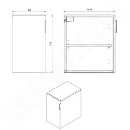 Sapho Cirasa - Armoire latérale, 30x52x46 cm, 1 porte, pin rustique CR302-1616