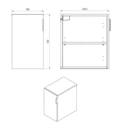 Sapho Cirasa - Armoire latérale, 30x52x46 cm, 1 porte, chêne Alabama CR302-2222