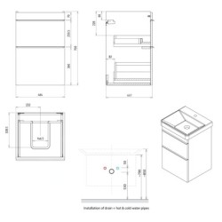 Sapho Sitia - Meuble lavabo 70x46x44 cm, 2 tiroirs, pin rustique SI050-1616
