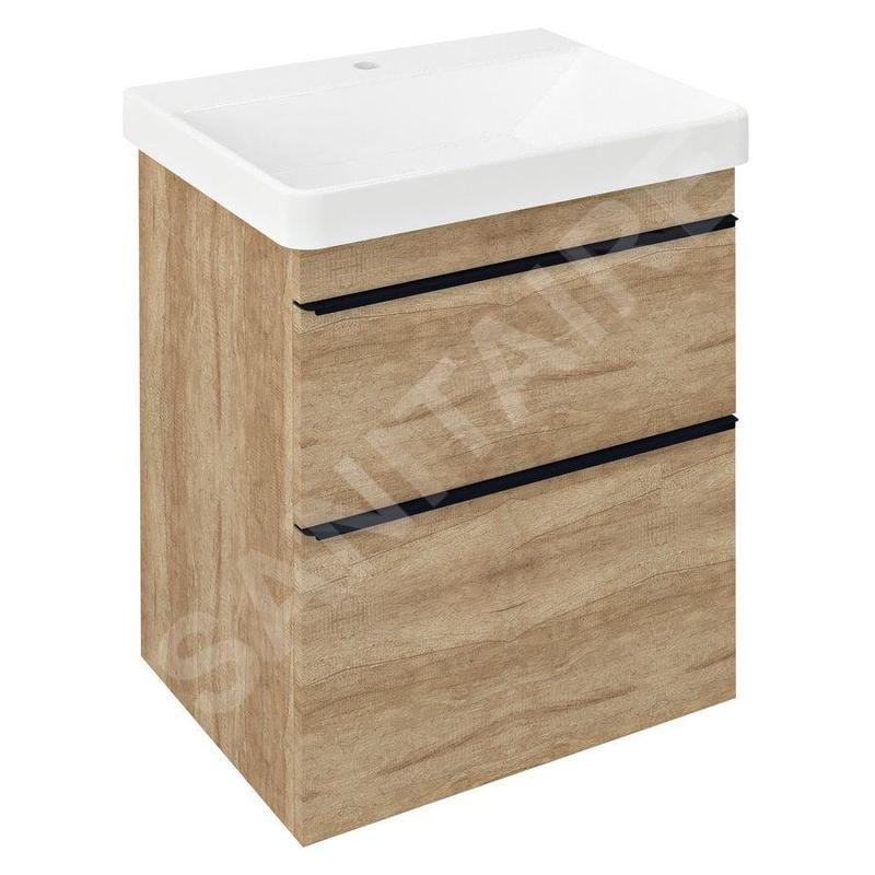 Sapho Sitia - Meuble-lavabo 70x56x44 cm, 2 tiroirs, chêne Alabama SI060-2222