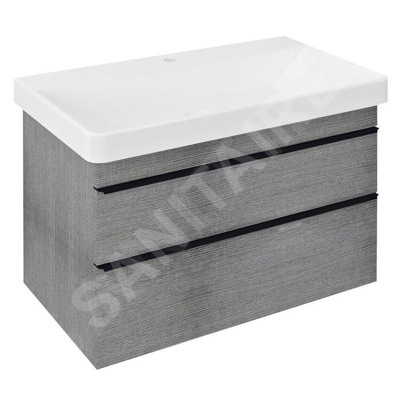 Sapho Sitia - Meuble lavabo 76x50x44 cm, 2 tiroirs, chêne argenté SI080-1111