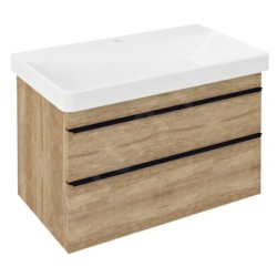 Sapho Sitia - Meuble lavabo 76x50x44 cm, 2 tiroirs, chêne alabama SI080-2222