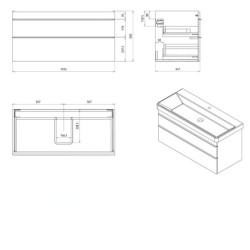 Sapho Sitia - Meuble lavabo 101x50x44 cm, 2 tiroirs, chêne alabama SI105-2222