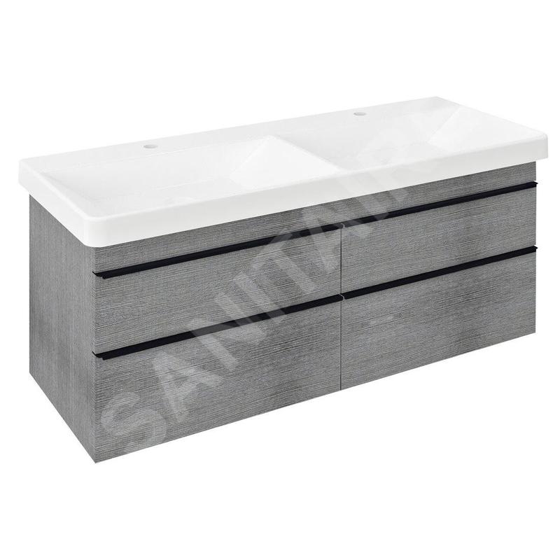 Sapho Sitia - Meuble lavabo 116x50x44 cm, 4 tiroirs, chêne argenté SI120-1111