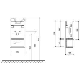 Sapho Latus - Meuble pour lave-mains 30x53x17 mm, 1 porte D/G, chêne alabama LT711-2222