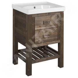 Sapho Brand - Meuble lavabo 89x60x45 cm, 2 tiroirs, épicéa teinté BA068S