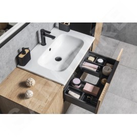 Sapho Cirasa - Meuble-lavabo 70x52x46 cm, 2 tiroirs, chêne Alabama strip CR701-2322