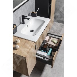 Sapho Cirasa - Meuble-lavabo 70x52x46 cm, 2 tiroirs, chêne Alabama strip CR701-2322