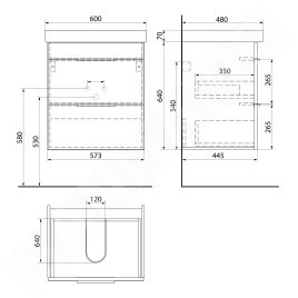 Bruckner Neron - Armoire avec lavabo, 57x64x45 cm, 2 tiroirs, blanc 501.117.0
