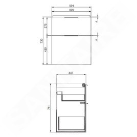 Cersanit City - Meuble-lavabo, 72x59x45 cm, 2 tiroirs, blanc S584-017-DSM