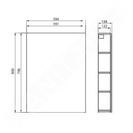 Cersanit City - Armoire 80x59x14 cm, 1 porte, charnières L/P, blanc S584-021-DSM