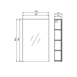 Cersanit City - Armoire à miroir, 80x49x14 cm, 1 porte, charnières G/D, blanc S584-023-DSM