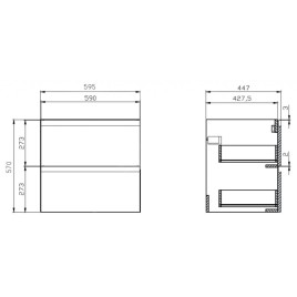 Cersanit Moduo - Meuble-lavabo, 57x60x45cm, 2 tiroirs, gris S590-009-DSM
