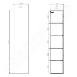 Cersanit Moduo - Armoire haute, 160x40x34 cm, 1 porte, charnières G/D, miroir intérieur, gris S590-019-DSM