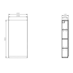 Cersanit Moduo - Armoire 80x40x14 cm, 1 porte, charnières G/D, gris S590-029-DSM