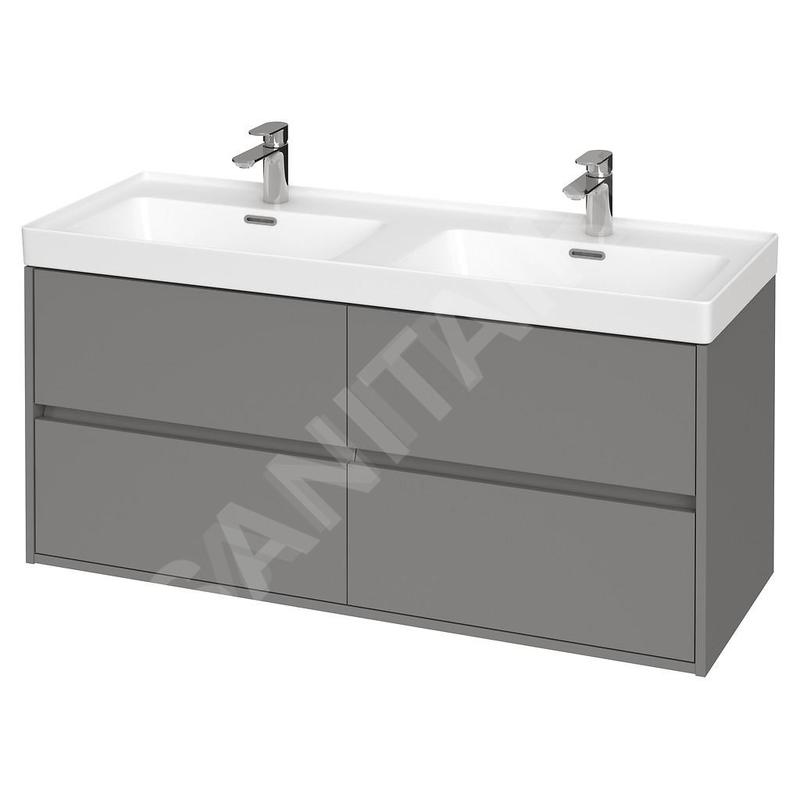 Cersanit Crea - Meuble avec lavabo, 53x119x45 cm, 4 tiroirs, gris S801-324