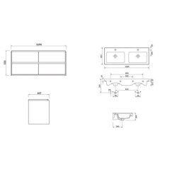 Cersanit Crea - Meuble avec lavabo, 53x119x45 cm, 4 tiroirs, gris S801-324