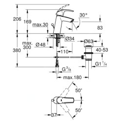 Grohe Eurosmart - Mitigeur de lavabo avec vidage, chrome 23322001