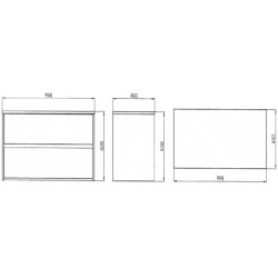 Cersanit Crea - Meuble lavabo, 53x100x45 cm, 2 tiroirs, chêne S924-012