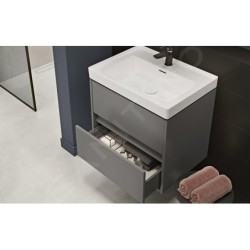 Cersanit Crea - Meuble-lavabo, 53x59x45 cm, 2 tiroirs, gris S924-016