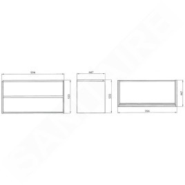Cersanit Crea - Meuble-lavabo, 53x99x45 cm, 2 tiroirs, gris S924-019