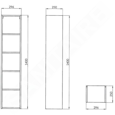 Cersanit Crea - Armoire haute, 140x30x25 cm, blanc S924-023