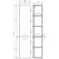 Cersanit Lara - Armoire haute, 150x30x25 cm, 2 portes, charnières G/D, gris S926-032-DSM