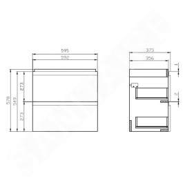 Cersanit Moduo - Meuble-lavabo, 57x60x38cm, 2 tiroirs, gris S929-003