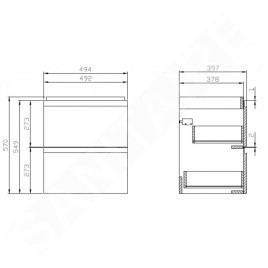 Cersanit Moduo - Meuble-lavabo, 57x49x40cm, 2 tiroirs, gris S929-011