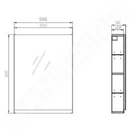 Cersanit Moduo - Armoire à miroir, 80x60x14 cm, 1 porte, charnières G/D, gris S929-017