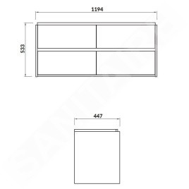 Cersanit Crea - Meuble-lavabo, 53x120x45 cm, 4 tiroirs, chêne S931-004