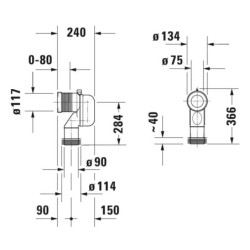 Duravit Accessoires - coude de raccordement Vario pour WC, évacuation par le bas 8990250000