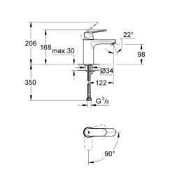 Grohe Eurosmart Cosmopolitan - Mitigeur de lavabo ES, chrome 2339800E