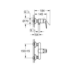 Grohe BauLoop - Mitigeur de douche, chrome 23634000