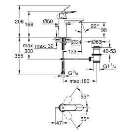 Grohe Eurosmart Cosmopolitan - Mitigeur de lavabo M avec garniture de vidage, chrome/noir mat 23325KW0