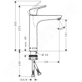 Hansgrohe Focus E2 - Mitigeur de lavabo 190 sans garniture de vidage, chrome 31518000