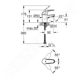 Grohe Euroeco - Mitigeur de lavabo, chrome 32734000