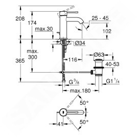 Grohe Essence - Mitigeur de lavabo avec garniture de vidage, Warm Sunset 23589DA1