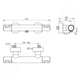 Ideal Standard CeraTherm - Mitigeur de douche thermostatique T25, noir A7201XG