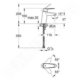 Grohe Eurodisc Cosmopolitan - Mitigeur de lavabo, chrome 3246920E