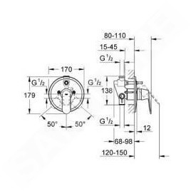 Grohe Eurosmart Cosmopolitan - Mitigeur de baignoire encastré, chrome 32879000