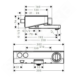 Hansgrohe ShowerTablet Select - Mitigeur thermostatique de baignoire 300, chrome 13151000