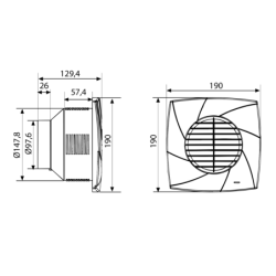 CB-100 PLUS Ventilateur d'extracteur radial, 25W, tuyau 100mm, blanc