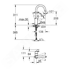 Grohe Eurosmart - Mitigeur de lavabo L, chrome 23743002