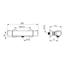 Hansa Micra - Mitigeur thermostatique mural de douche, chrome 58150171